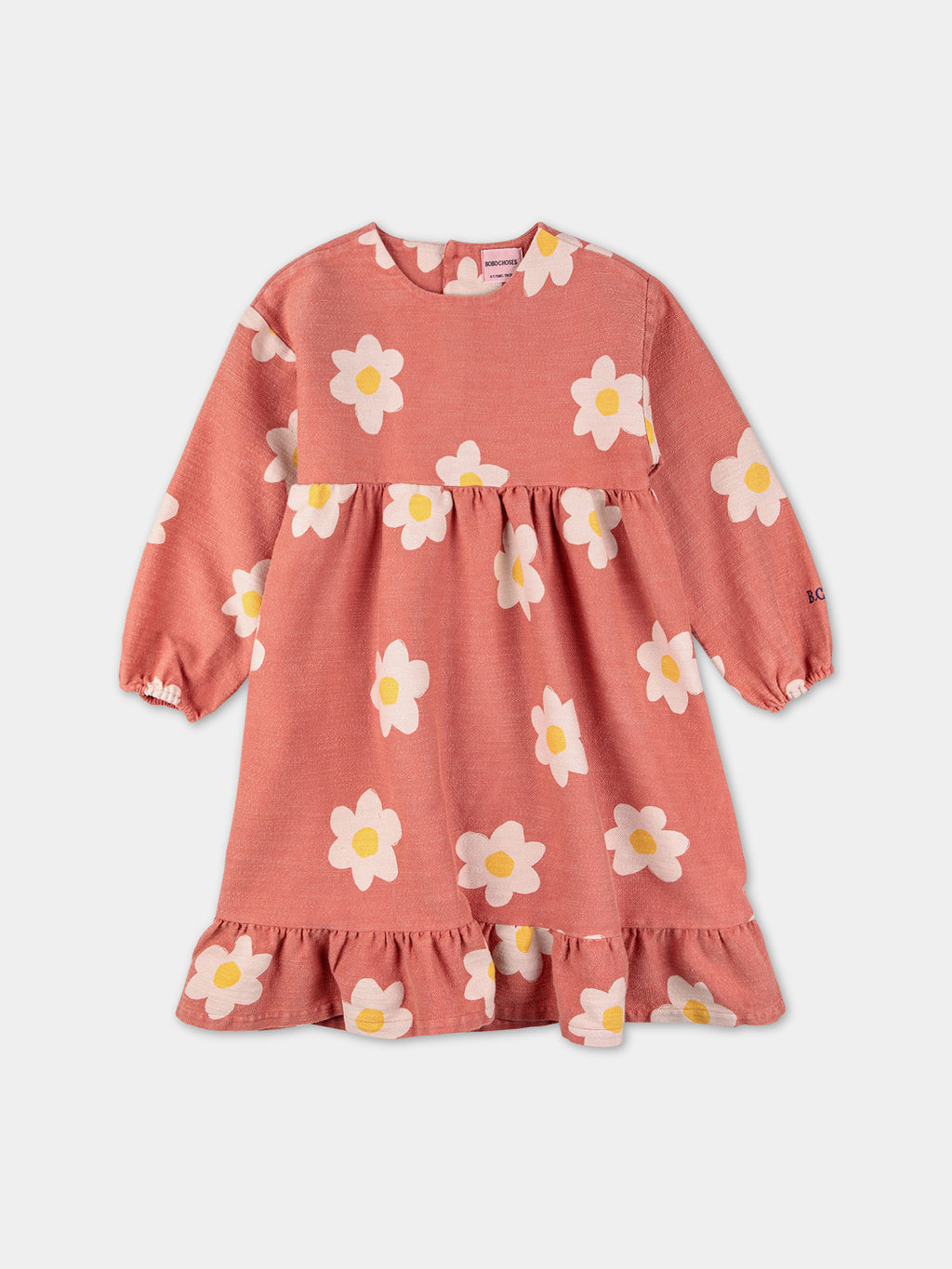 Pink dress for girl with daisies